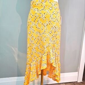 Jolie & Joy Yellow floral print midi length skirt